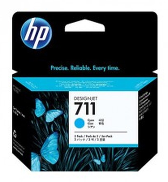 Lot de 3 cartouches d'encre cyan 29 ml HP 711 (CZ134A)