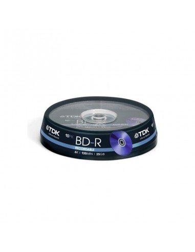 TDK T78082 Blu-ray BD-R RECORDABLE 6x 135 MIN 25GB 10 Cakebox