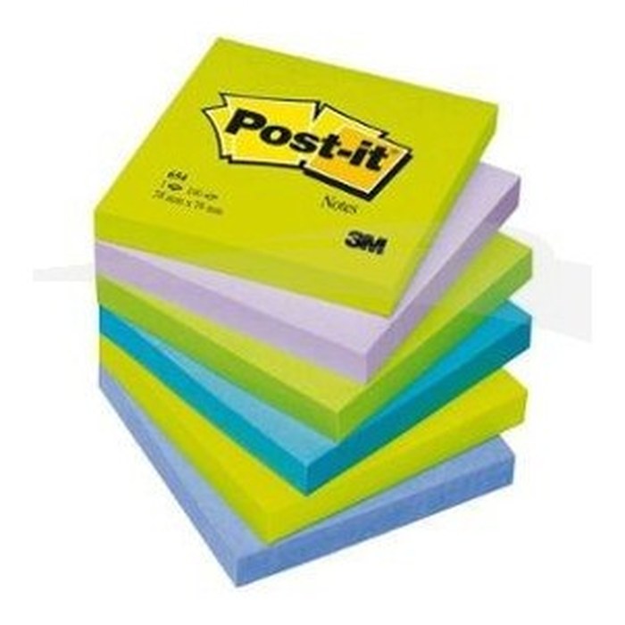 Lot de 12 blocs de 100 Notes repositionnables POST IT 76x76 mm coloris assorties