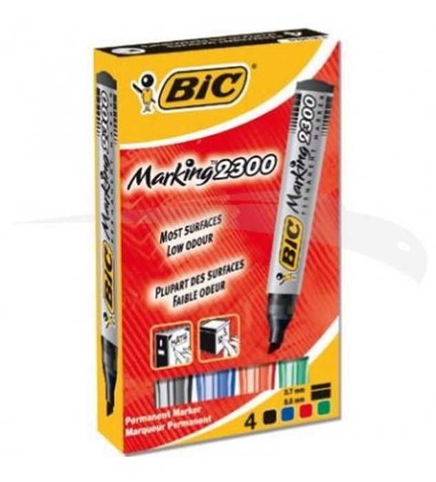 MARQUEUR PERMANENT - BIC - 2300 CHISEL - Boîte de 4 marqueurs