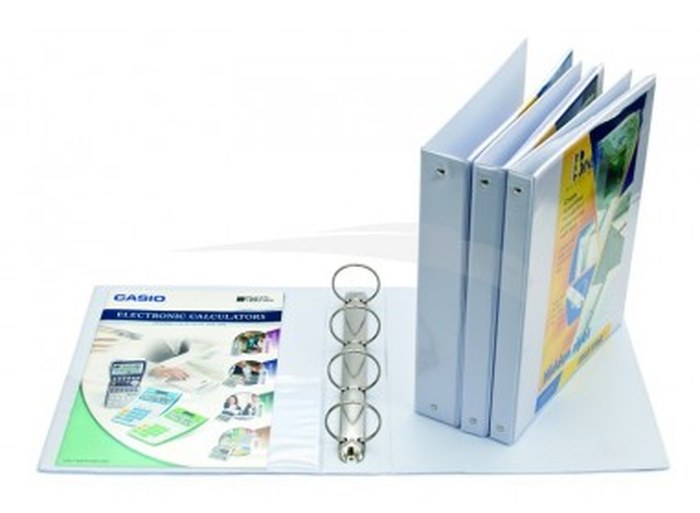 CLASSEUR BLANC 4 ANNEAUX AVEC POCHETTE DOS 30 MM - MINTRA