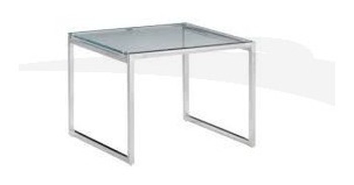 TABLE BASSE 60 x 60 cm en PU & chrome TRANSPARENT T-01G