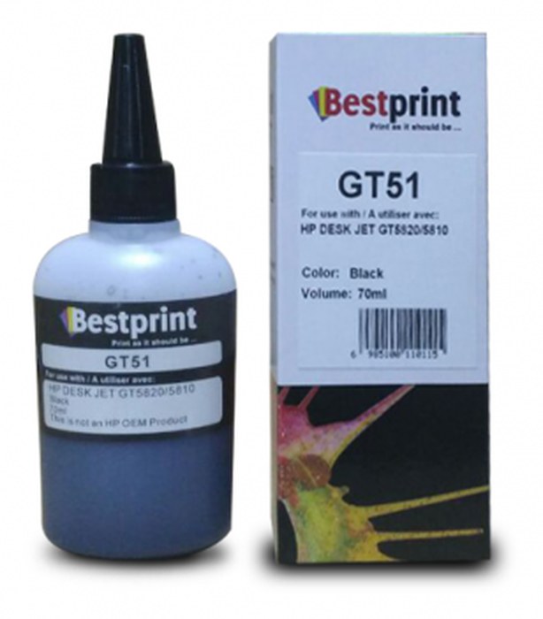 Bouteille d'encre BESTPRINT /Noir /70 ml /HP GT 5820 - 5810