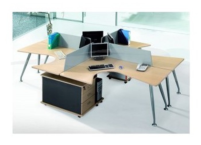 Workstation 4 postes avec caissons et séparations L 323 P 233 H 73 cm
