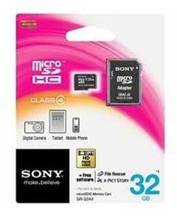 Sony Carte Mémoire Micro SDHC 32GB Réf:SR-32A4/T1+Adaptateur