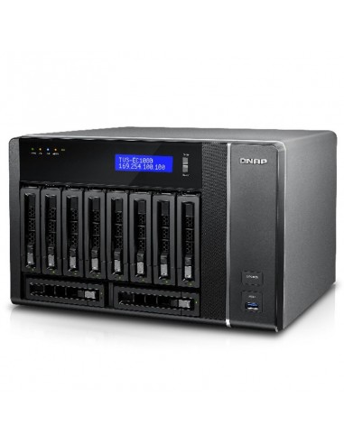 Serveur NAS Edge Cloud 10 baies haute performance compatible 10GbE QNAP TVS-EC1080-i3-8G