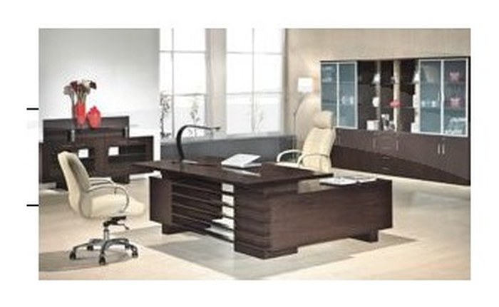 Set \"GALAXY\" bureau+retour+caisson 1800Wx900/1800Dx750H Wengé