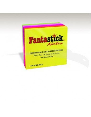 POST IT - FANTASTICK - FLUORESCENTS - 76.2 x 76.2 mm - Lot de 12 Blocs