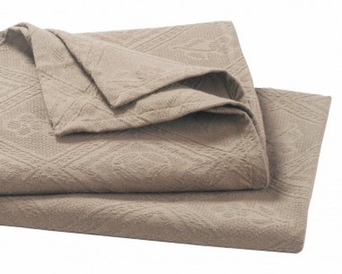 La Redoute Interieurs - Jetée de lit piqué de coton jacquard, INDO beige sable