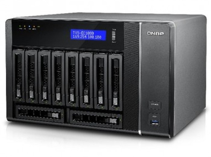 Serveur NAS Edge Cloud 10 baies haute performance compatible 10GbE QNAP TVS-EC1080-i3-8G