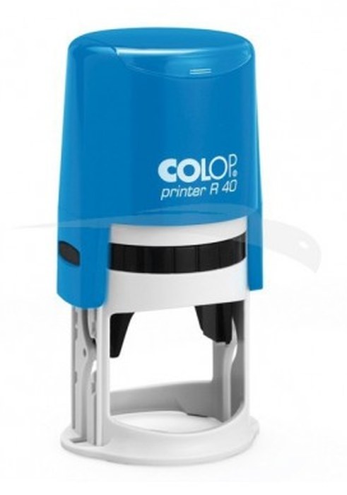 Cachet personnalisable COLOP Printer R40 format empreinte Ø 40 mm 7 lignes Col bleu