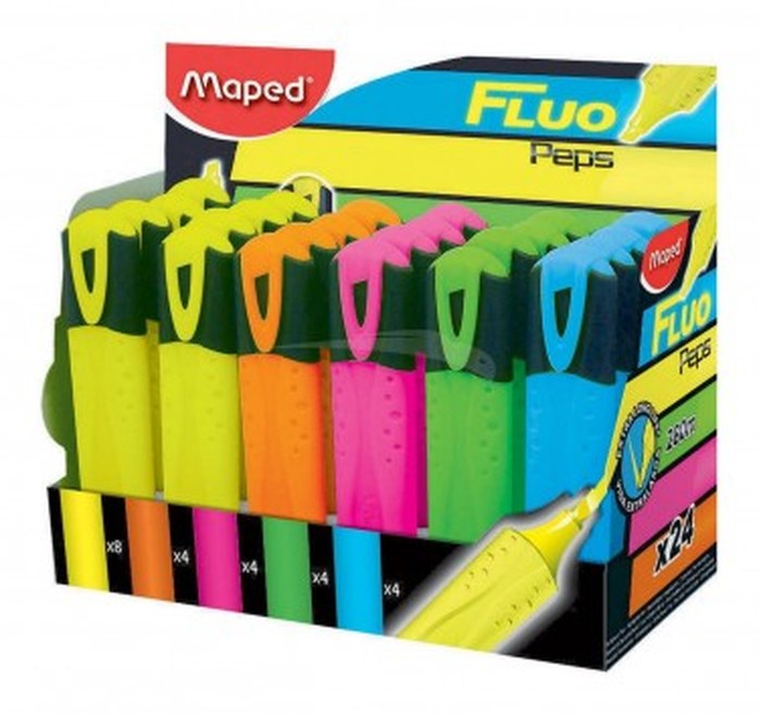 FLUORESCENT Classic prés 24 coul assortie réf 742537 Maped