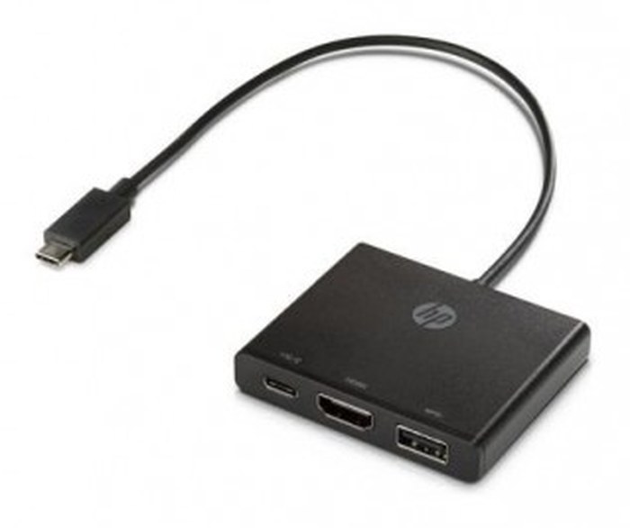 Adaptateur HP USB-C vers HDMI - USB 3.0 et USB-C /Noir /USB-C 3.1 - HDMI 1.4 - USB 3.0 - USB-C 3.1 /4,5 W