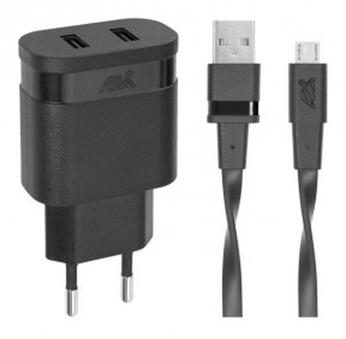 Chargeur Secteur Mural Rivapower VA4123 2USB x 3.4 A - Micro USB 1 m