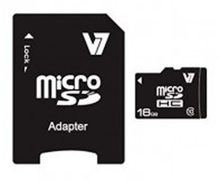 Carte Micro SDHC V7 16 Go Classe 10 avec Adaptateur SD (VAMSDH16GCL10R)
