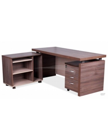Bureau Président en bois + retour + caisson mobile 3 tiroirs à clés (W2000xD950xH730)