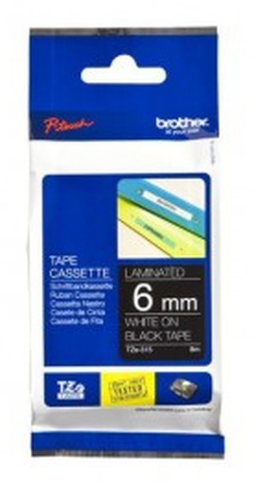 Ruban Brother d'étiquette Blanc/Noir 6 mm x 8 m (TZE315)