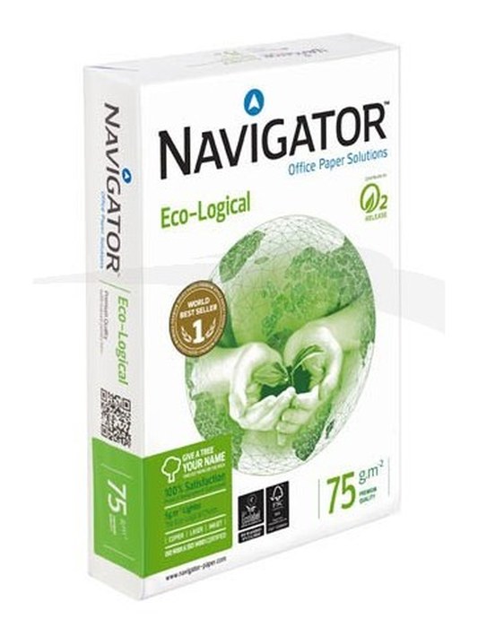 RAMETTE DE PAPIER BLANC NAVIGATOR A4 75 G ECOLOGICAL 500 FEUILLES LOT DE 5