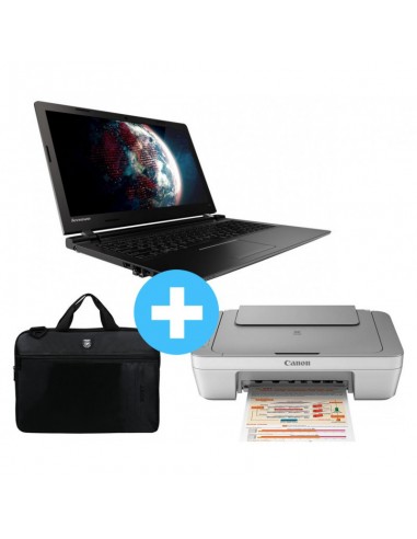 PC portable Lenovo IdeaPad 100-15 + Sacoche ordinateur LIBERTY 15,6\" + Imprimante Couleur Jet d'encre All-In-One Canon MG2440