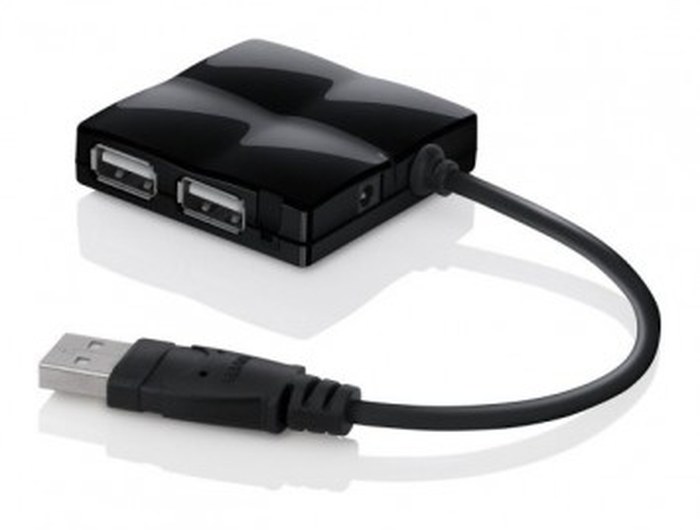 Hub de voyage USB 2.0 avec 4 ports ultra compact Noir
