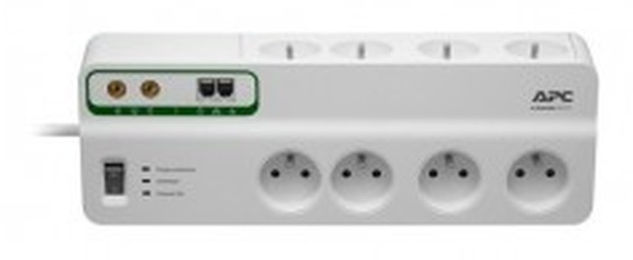 Multiprise Parafoudre APC Essential SurgeArrest 8 prises 230V France avec 2 x RJ11 et 2 x Coaxial