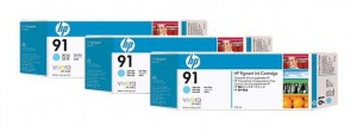 HP 91 3-pack 775-ml Light Cyan Pigment Cartouches (C9486A)