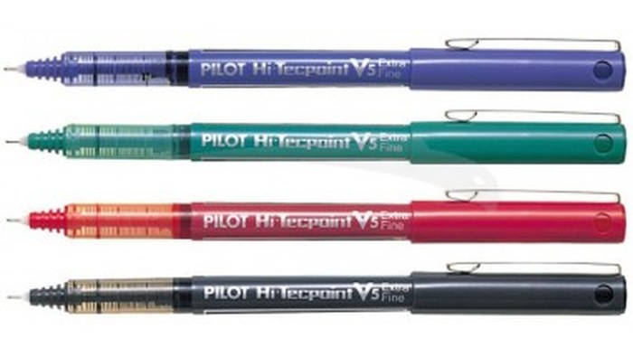 STYLO PILOT V5 HI-TECHPOINT BOITE DE 12 ( Disponible en 3 couleurs au choix: Noir-Bleu-Rouge.)