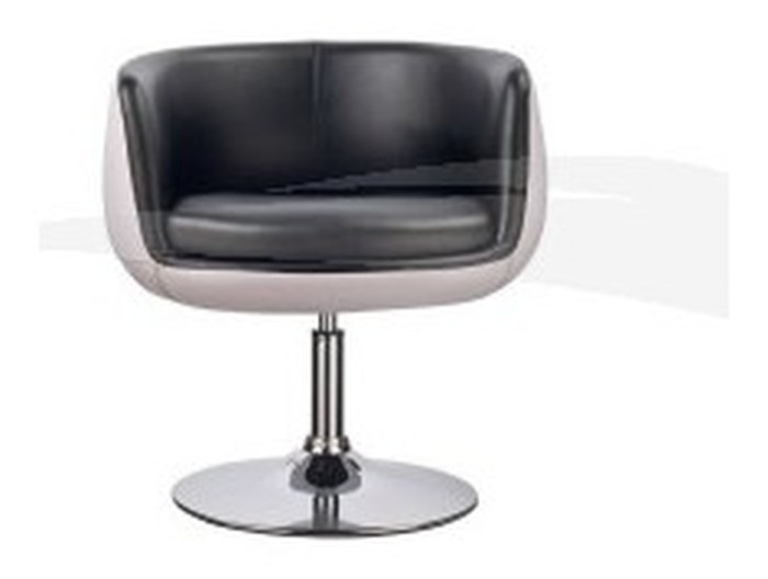 Fauteuil pivotant en PU et chrome noir et blanc