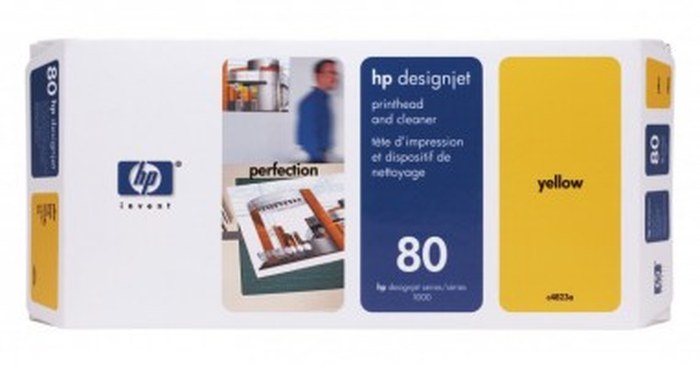 Tête d'impression et dispositif de nettoyage jaune HP 80 (C4823A)