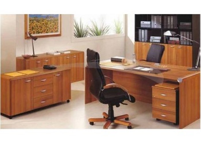 BUREAU PRÉSIDENT - AVEC BIBLIOTHÈQUE - EN BOIS ACAJOU