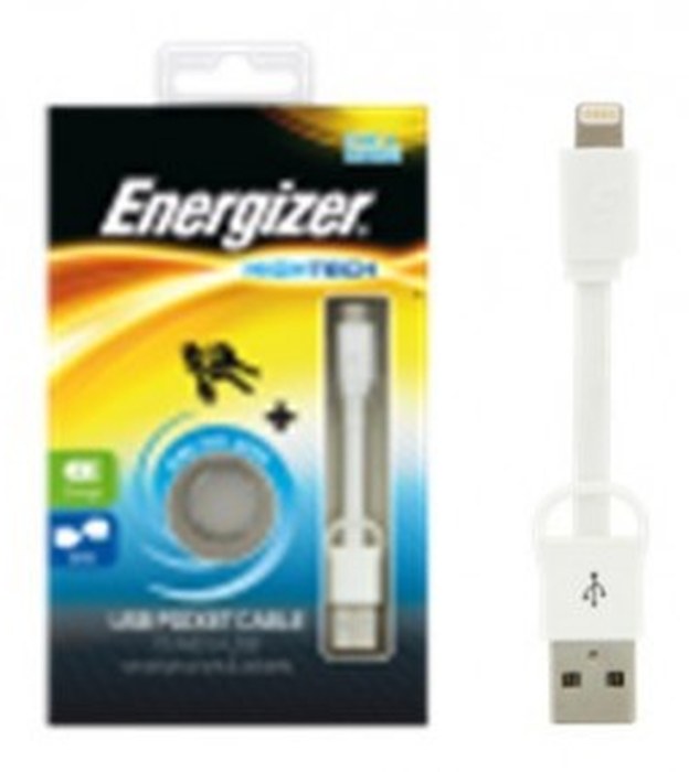 Energizer Pocket Cable Micro-USB charge + data - white