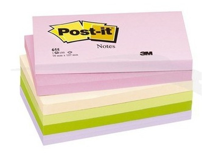 Lot de 10 blocs de 100 Notes repositionnables POST IT 76x127 mm coloris au choix