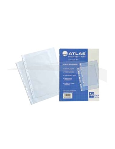 POCHETTES PERFORÉES - ATLAS - A4 - 80 MICRONS - 100 POCHETTES