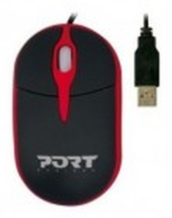 Port GEMMA Wired Mouse Black & Red Strip