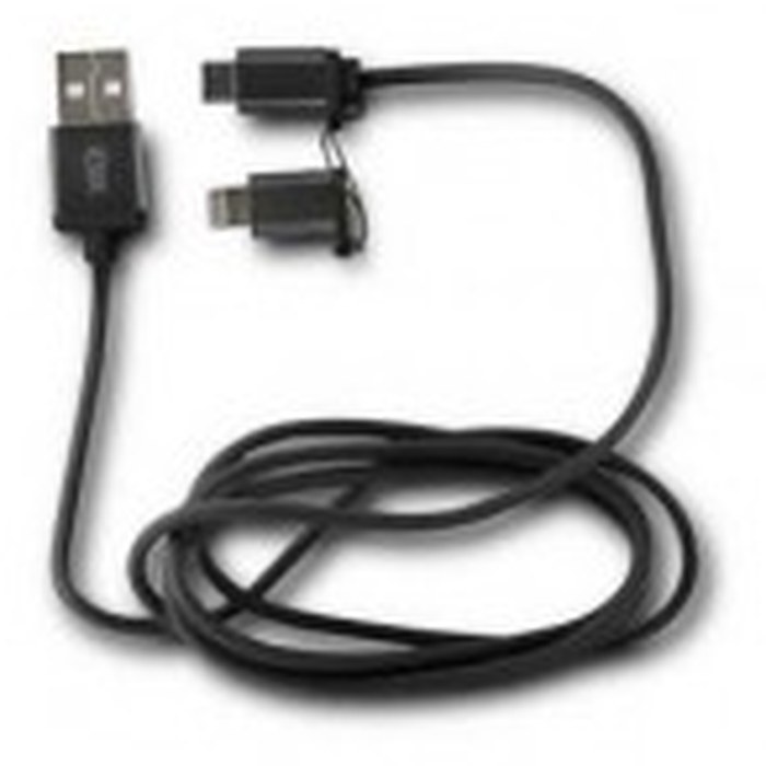 Ksix - Câble lightning et synchronisation 2 en 1 micro USb + adaptateur lightning - Noir métallique
