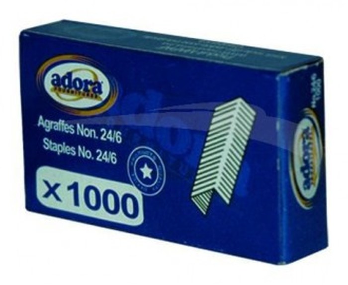 1000 AGRAFES - ADORA - 24/6 - Lot de 10 boîtes