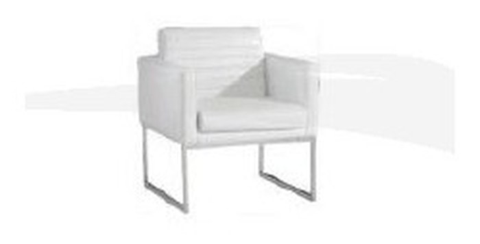 Fauteuil en PU et chrome en couleur blanche, Dim. 65 x 63 x 78 cm