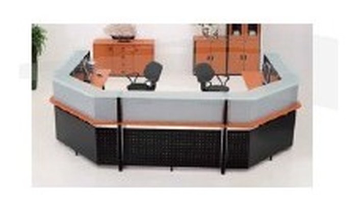 90° Comptoir Diagonal 1696W x 1100D x 750H Merisier / Noir