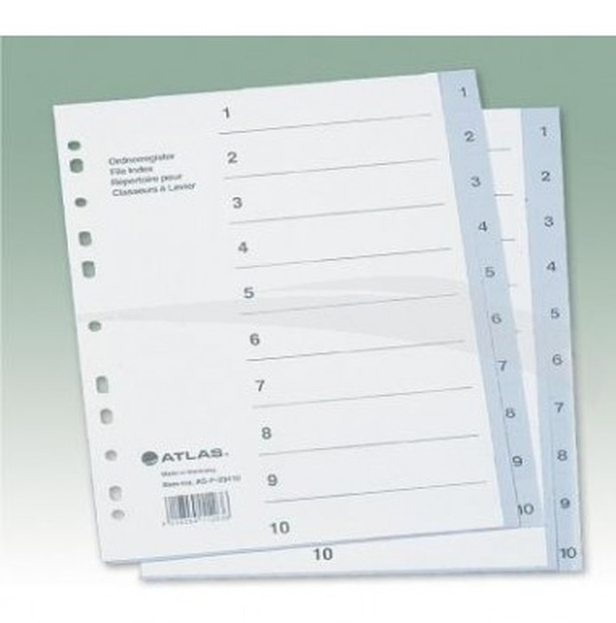 INTERCALAIRES NUMÉRIQUES - ATLAS - A4 - lot de 25 jeux de 10 intercalaires