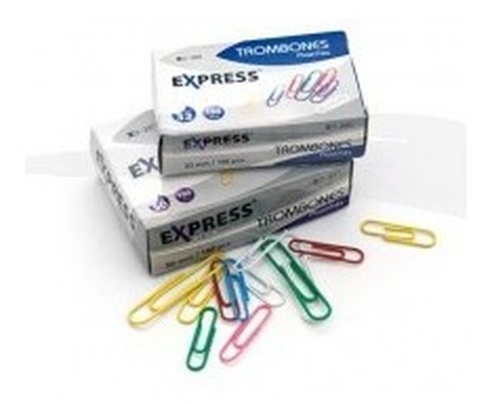 100 TROMBONES PLASTIFIÉES - EXPRESS - 50mm - lot de 10 boîtes
