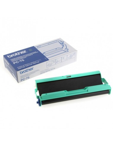Cartouche avec ruban Brother PC75 noir - 144 pages pour Fax Brother T104/T102 et T106