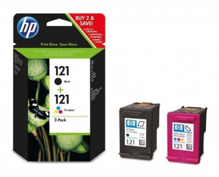 Cartouches d'encre noire/trois couleurs HP 121 (kit Combo) (CN637HE)