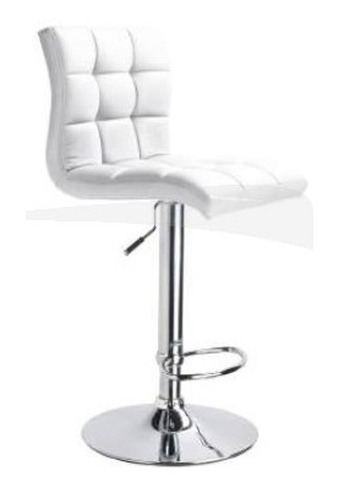 Tabouret FLORENCE en PU & chrome BLANC
