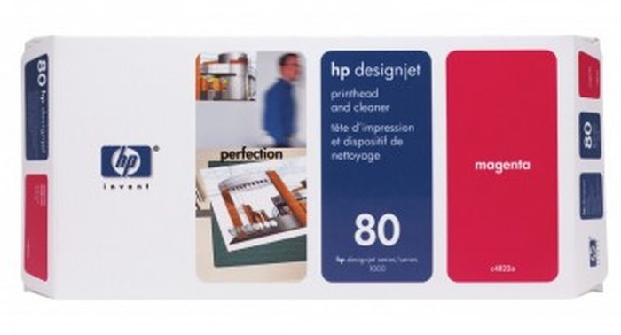 Tête d'impression et dispositif de nettoyage magenta HP 80 (C4822A)