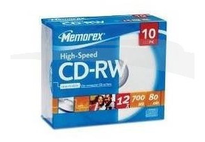 CD-RW MEMOREX - 12 X 700 MB AVEC POCHETTE - BOÎTE DE 10 CD-RW