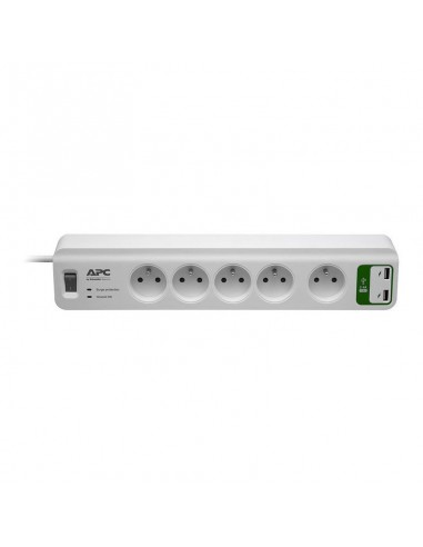 Bloc parafoudre APC 5 prises France 230V avec 2 ports de chargement USB