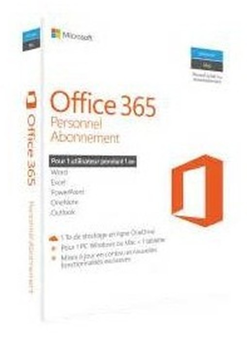 MS Office 365 Personal 32/64 Frensh Subscr 1YR Africa Only EM Medialess (Abonnement 1 an pour les particuliers)