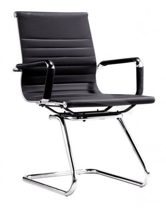Fauteuil visiteur sur luge SLIM en PU & aluminium BALNC HT-728DB