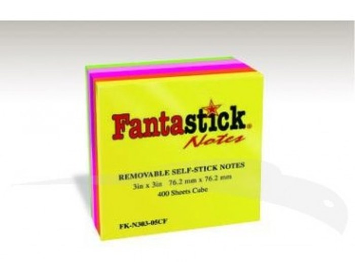 POST IT - FANTASTICK - FLUORESCENTS - 76.2 x 76.2 mm - Lot de 12 Blocs