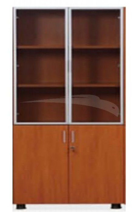 Armoire de bureau haute : portes battantes en verre et en bois (W800xD400xH1890)
